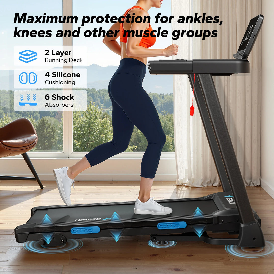 Foldable T12 Treadmill with Incline Shock Cushion
