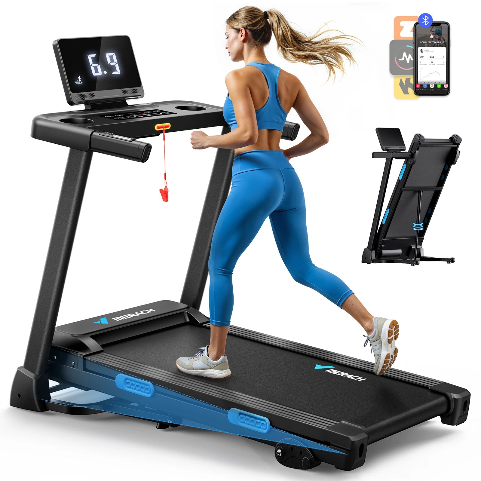 Foldable T12 Treadmill with Incline Shock Cushion