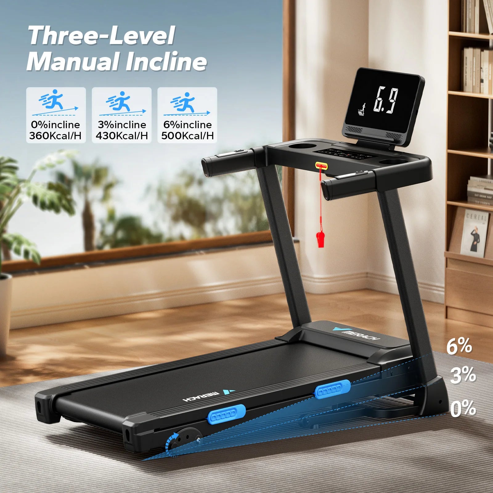 Foldable T12 Treadmill with Incline Shock Cushion