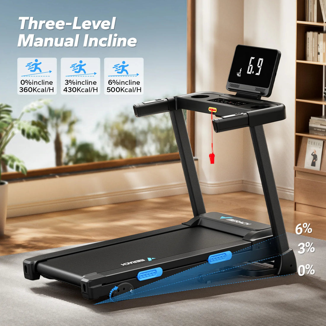 Foldable T12 Treadmill with Incline Shock Cushion