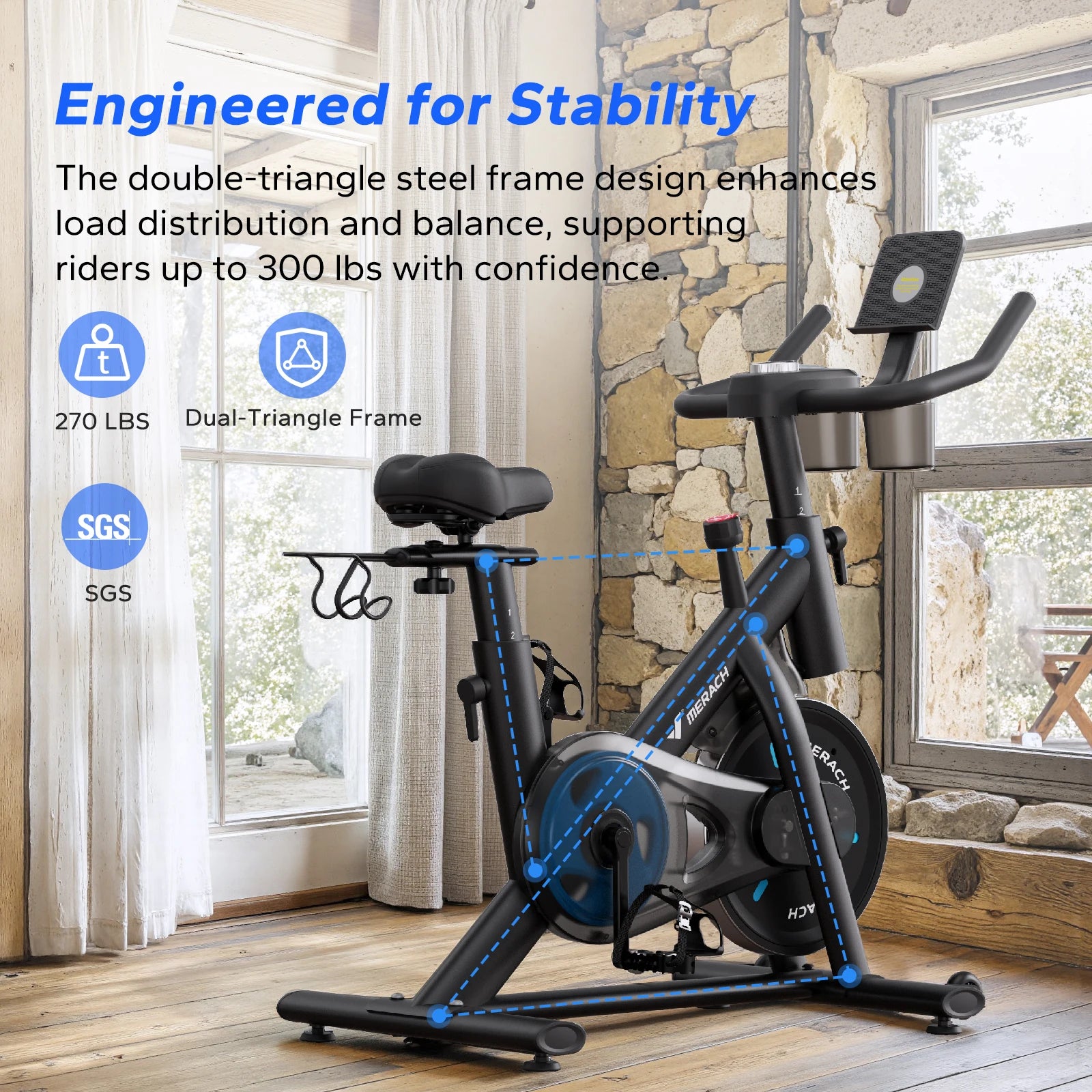 Magnetic Exercise Bike with App Fitness Courses