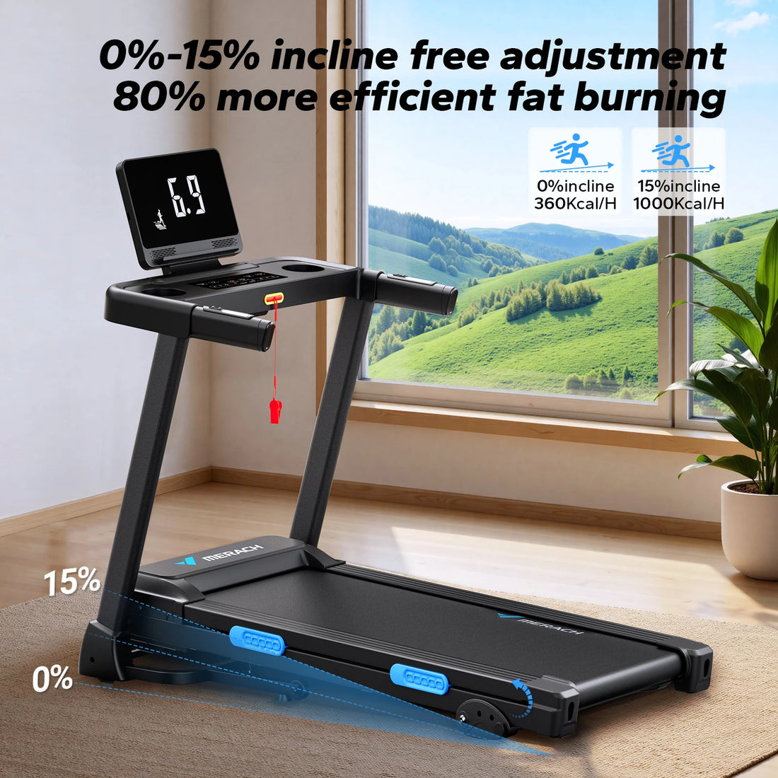Foldable T12 Treadmill with Incline Shock Cushion