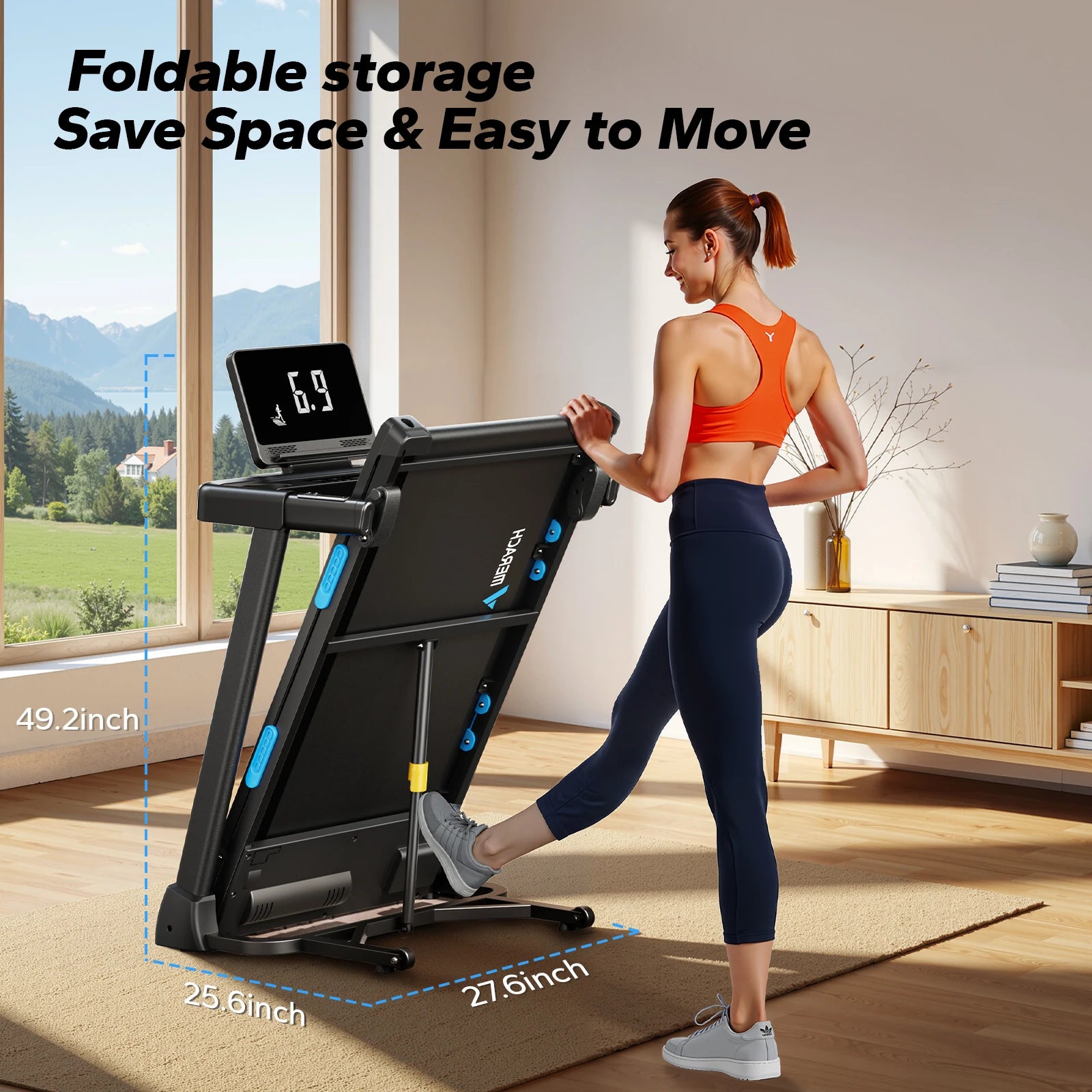 Foldable T12 Treadmill with Incline Shock Cushion