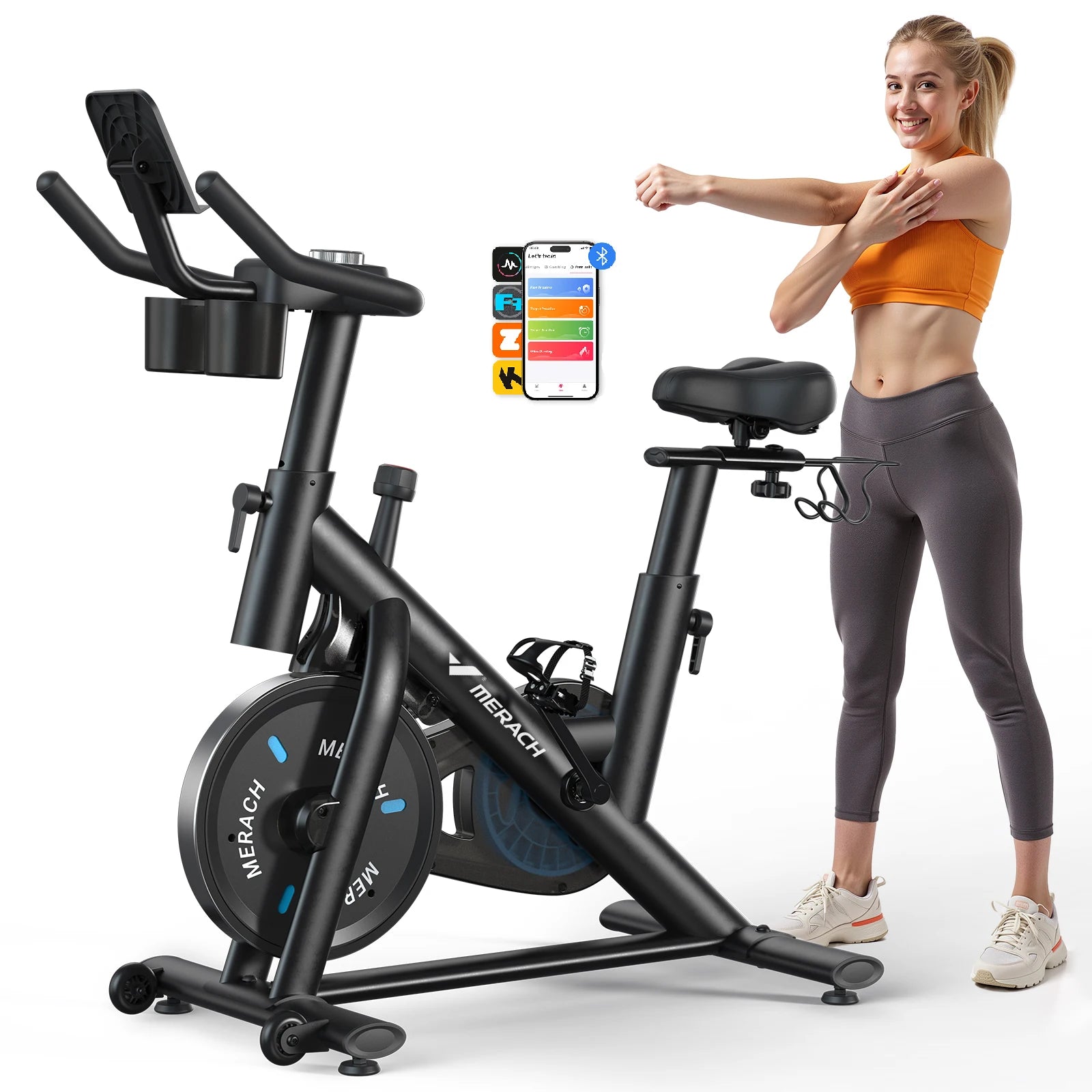 Magnetic Exercise Bike with App Fitness Courses