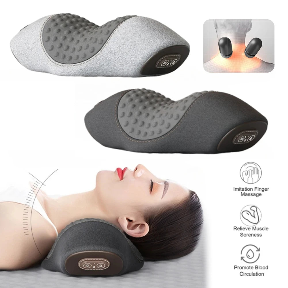 Electric Heated Neck Massager Pillow with Cervical Support