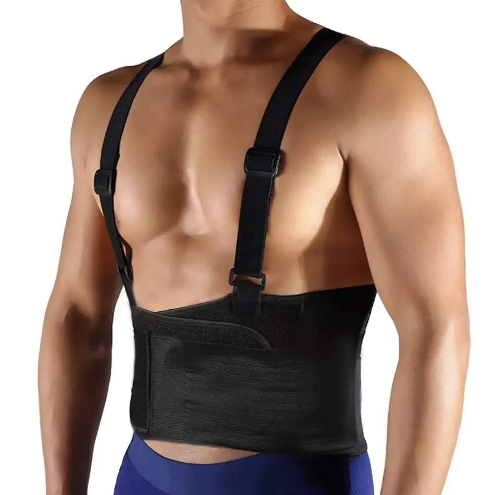 Adjustable Lumbar Back Support Belt with Suspenders
