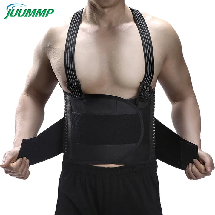 Adjustable Lumbar Back Support Belt with Suspenders
