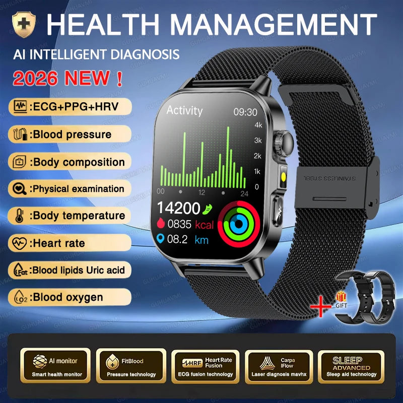 Men's ECG Bluetooth Calling Health Monitoring Smartwatch