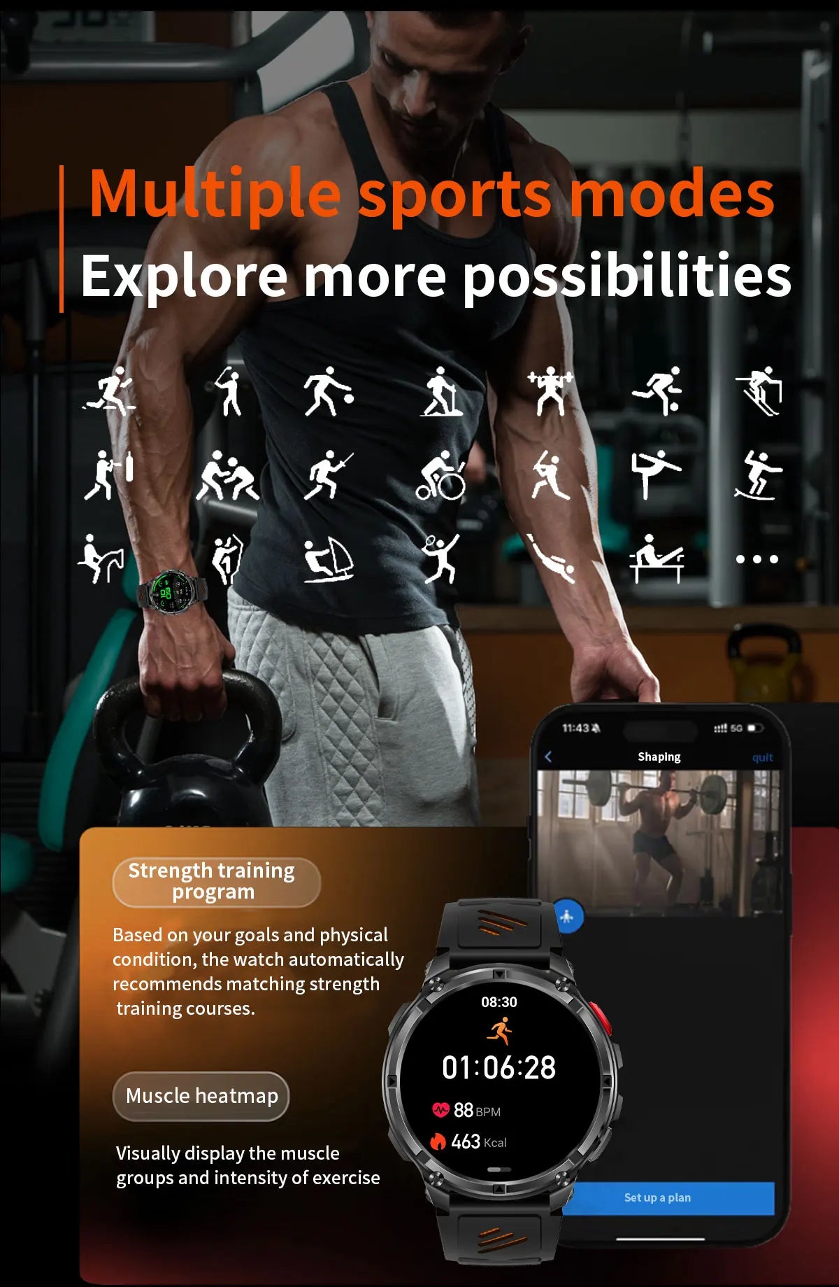 AMOLED GPS Bluetooth Smart Watch