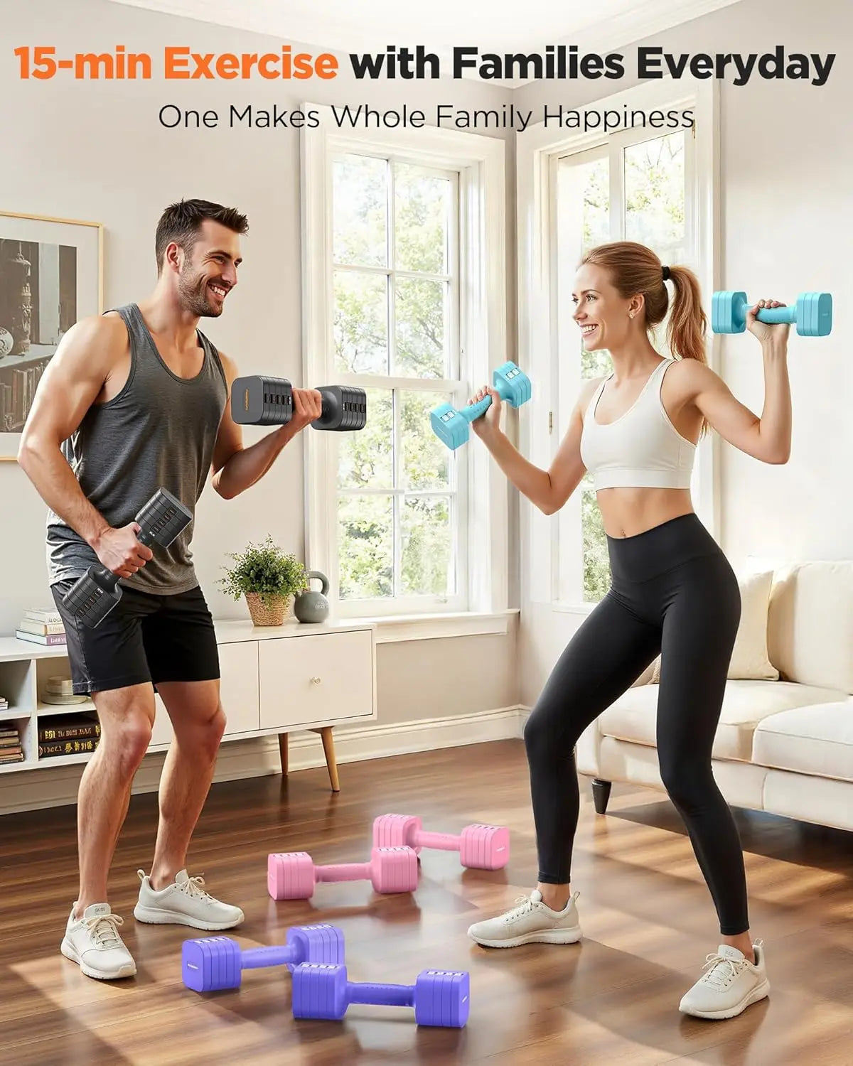 5-in-1 Adjustable Dumbbells Set for Home Gym