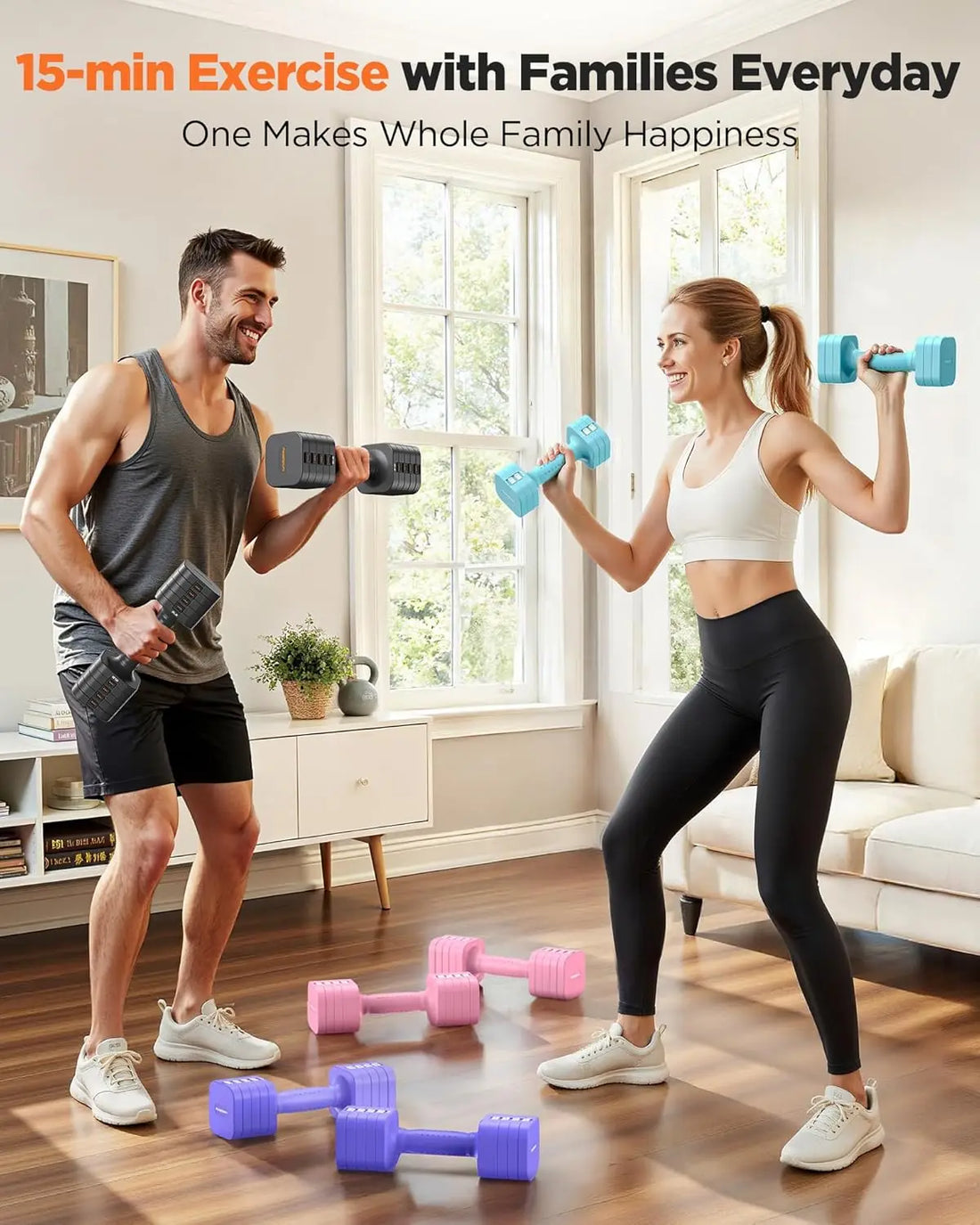 5-in-1 Adjustable Dumbbells Set for Home Gym