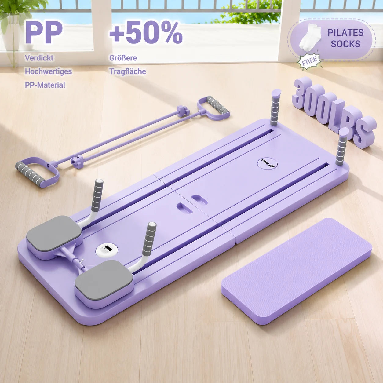 Multifunctional Pilates Board with Resistance Tubes