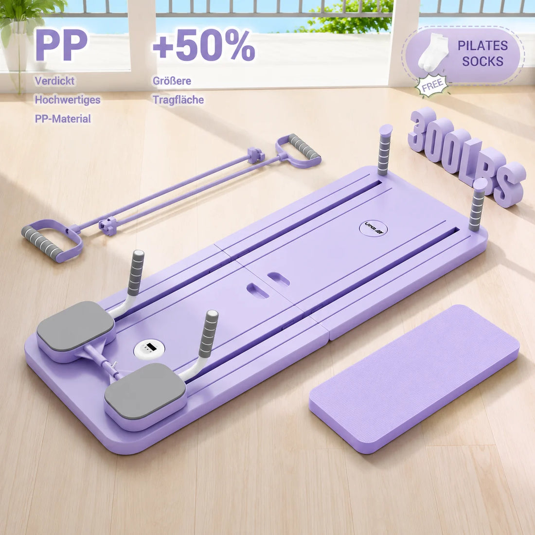 Multifunctional Pilates Board with Resistance Tubes