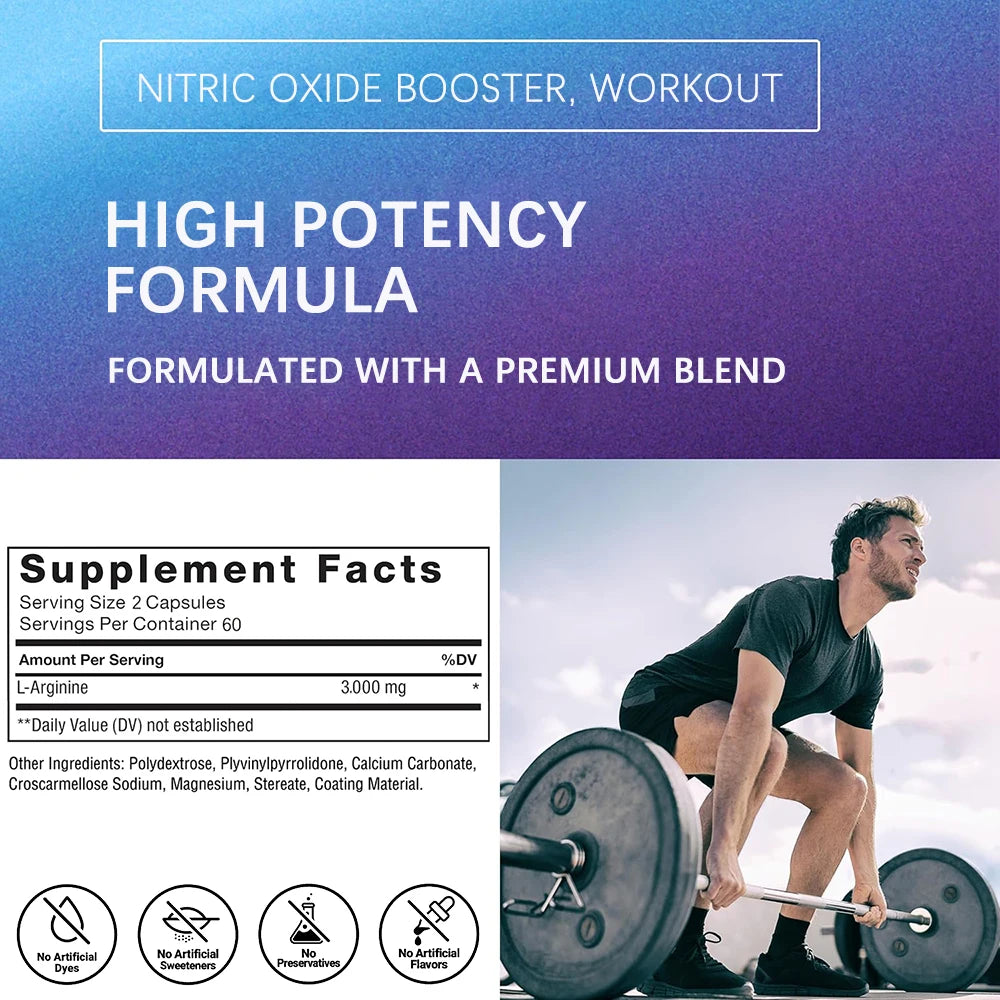 L-Arginine 3000mg Supplement for Energy and Endurance