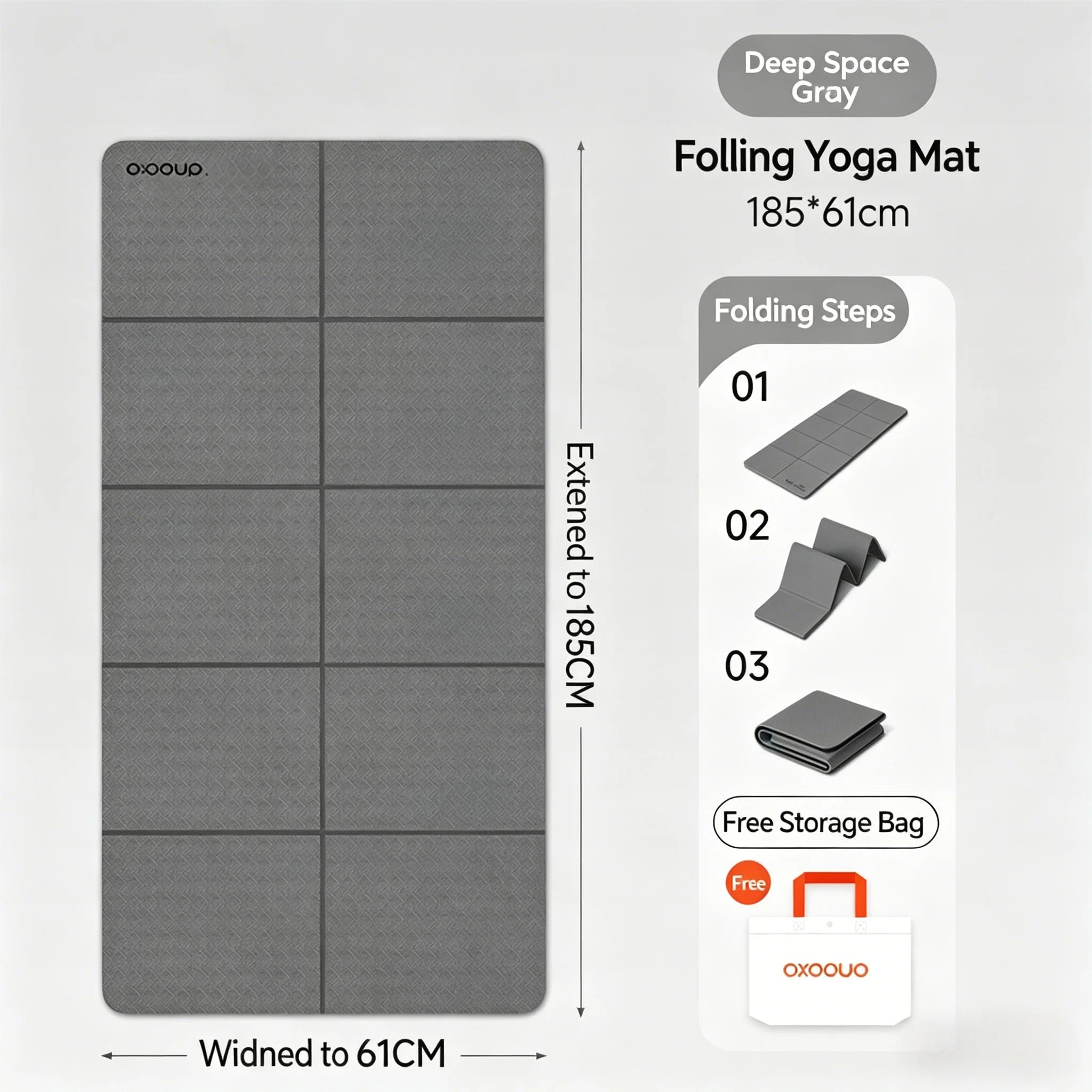 Foldable TPE Non-Slip Yoga Mat with Storage Bag