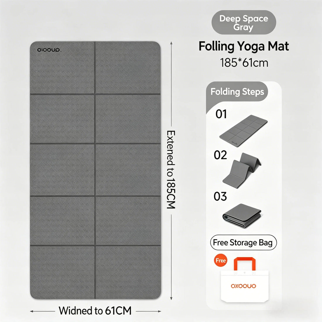 Foldable TPE Non-Slip Yoga Mat with Storage Bag