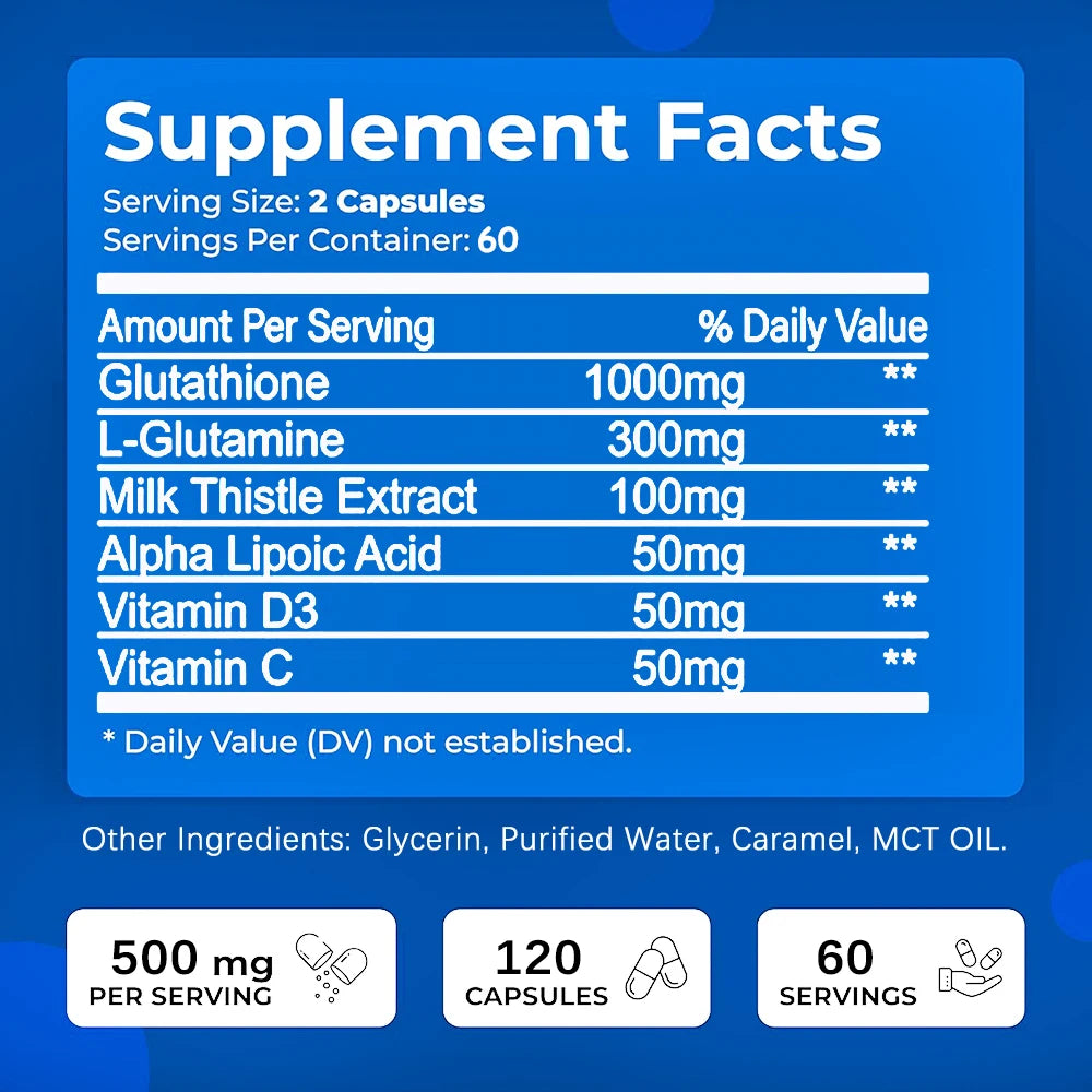 Glutathione 1000mg Capsules with Antioxidant Support Formula