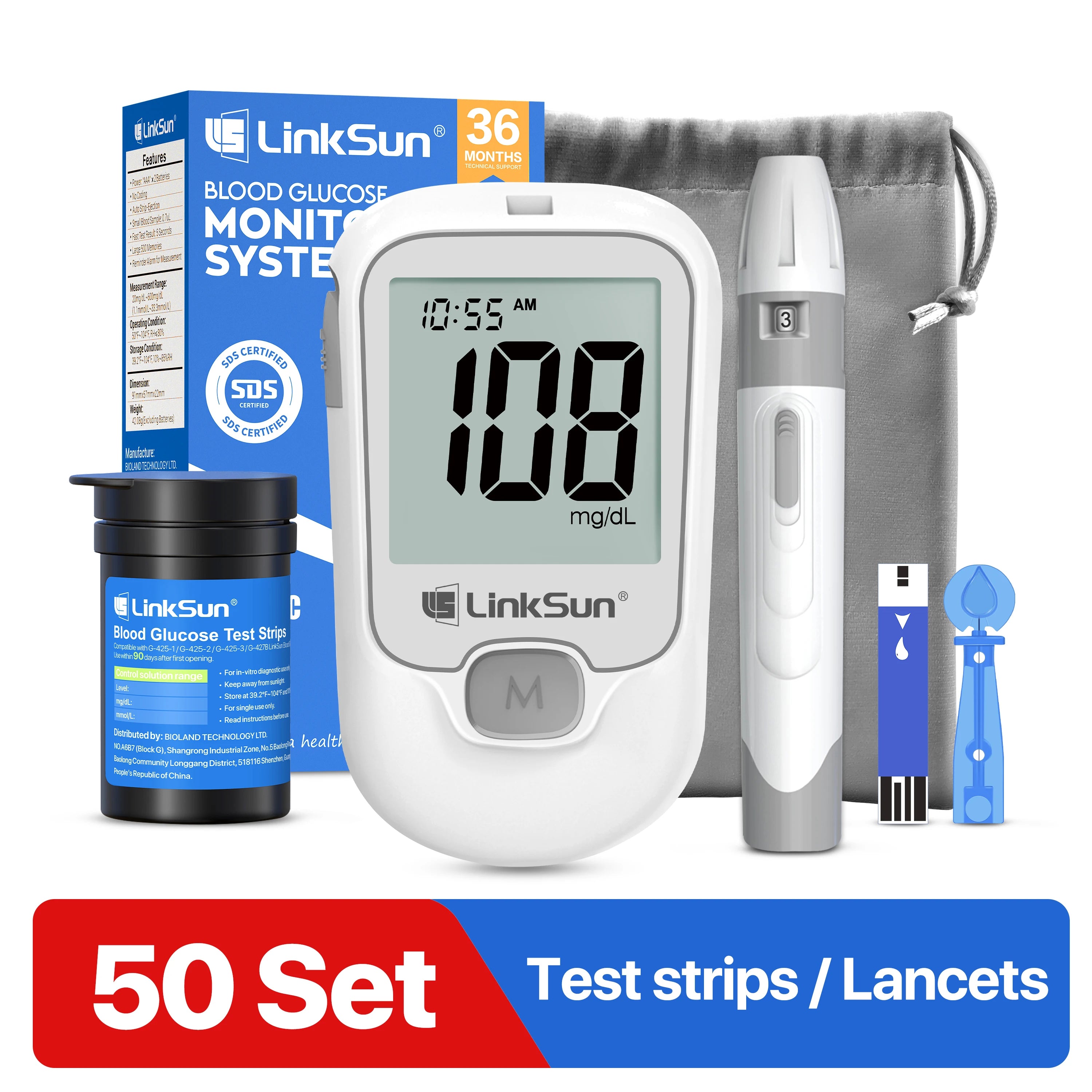 LinkSun G-425-1 Blood Glucose Meter Testing Kit