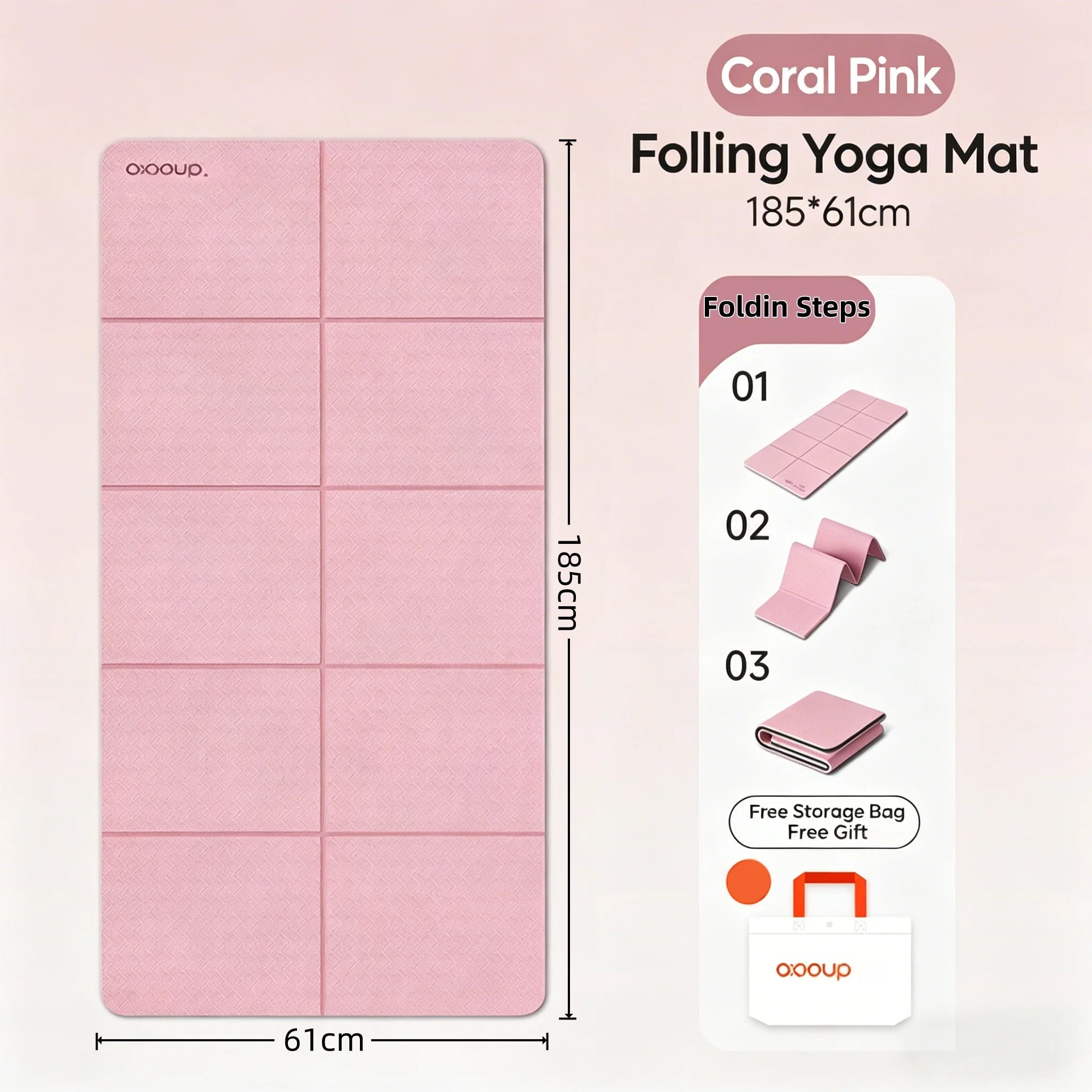 Foldable TPE Non-Slip Yoga Mat with Storage Bag