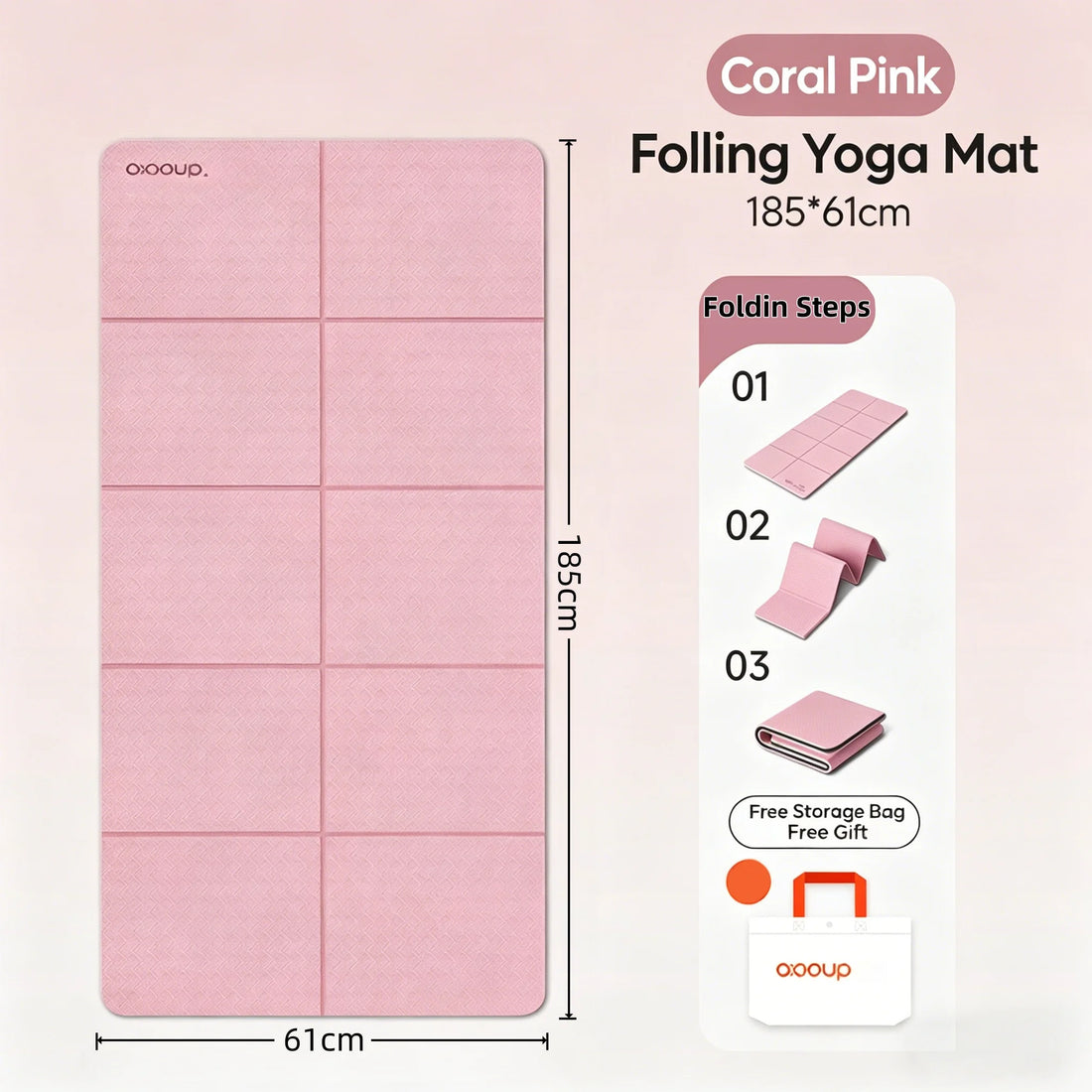 Foldable TPE Non-Slip Yoga Mat with Storage Bag