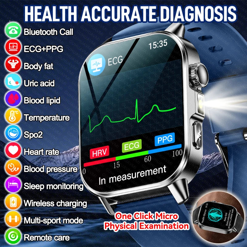 Men's ECG Bluetooth Calling Health Monitoring Smartwatch