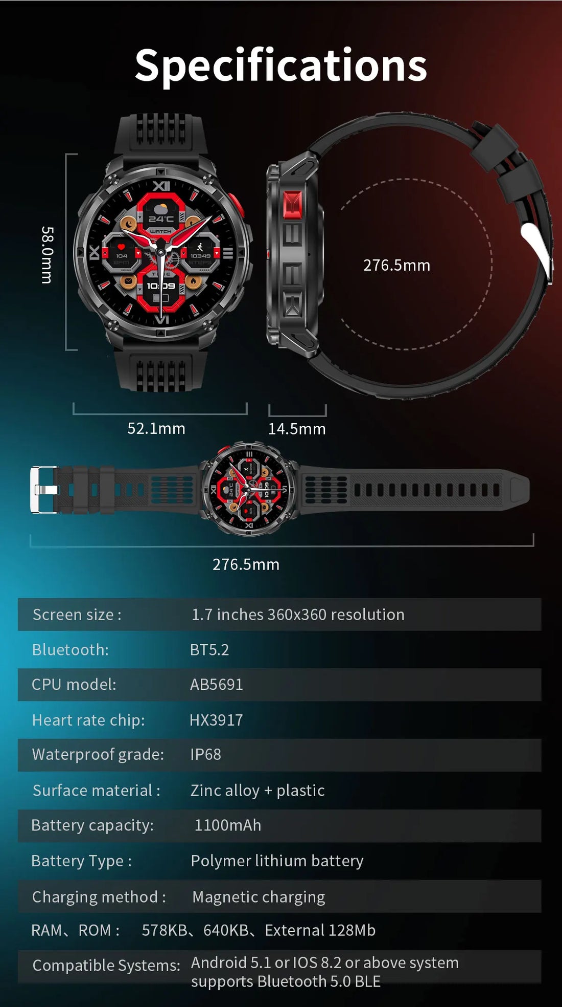 AMOLED GPS Bluetooth Smart Watch