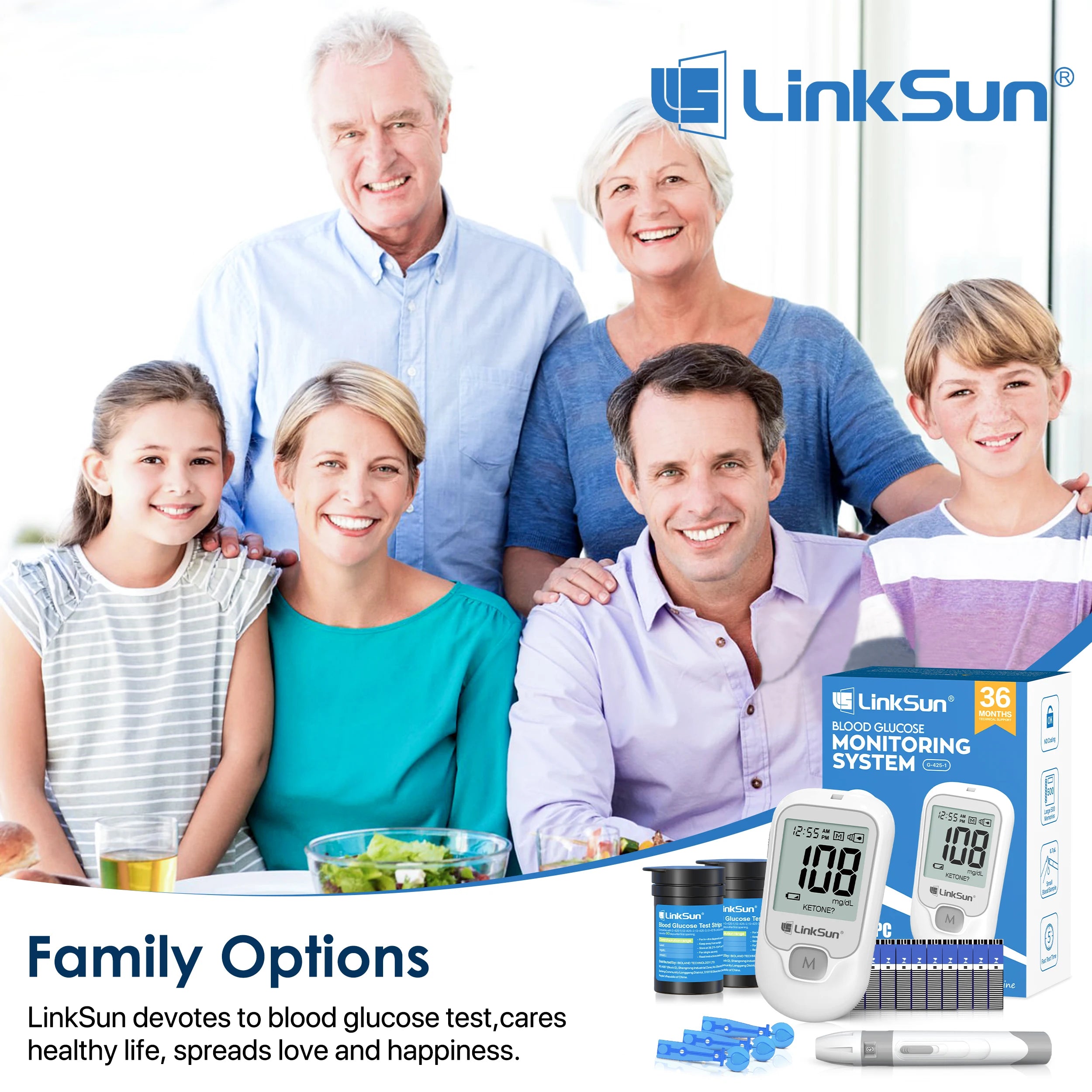 LinkSun G-425-1 Blood Glucose Meter Testing Kit