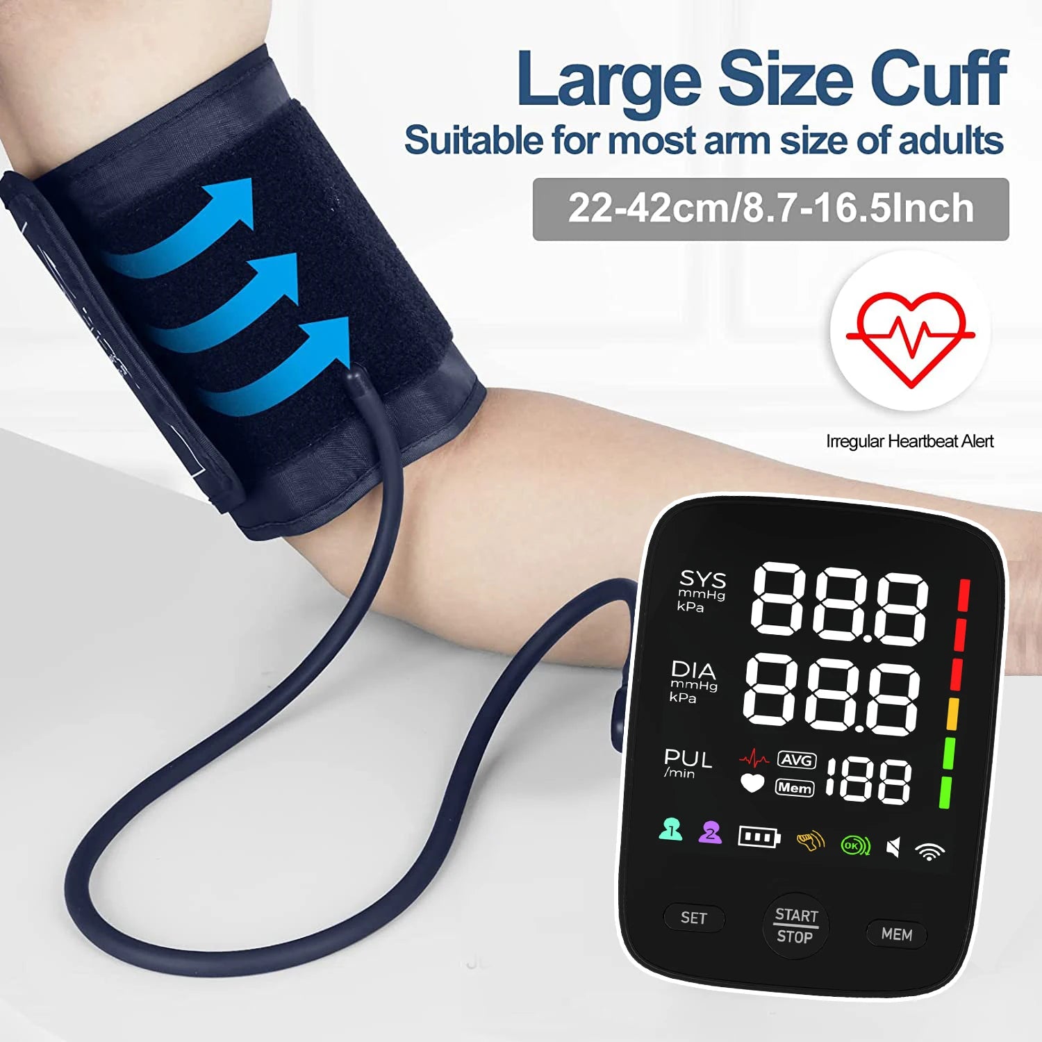 Automatic Upper Arm Blood Pressure Monitor with Backlight
