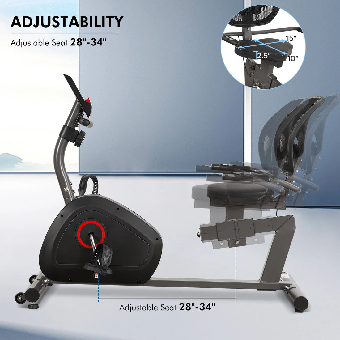 Recumbent Exercise Bike with Comfortable Seat and Resistance