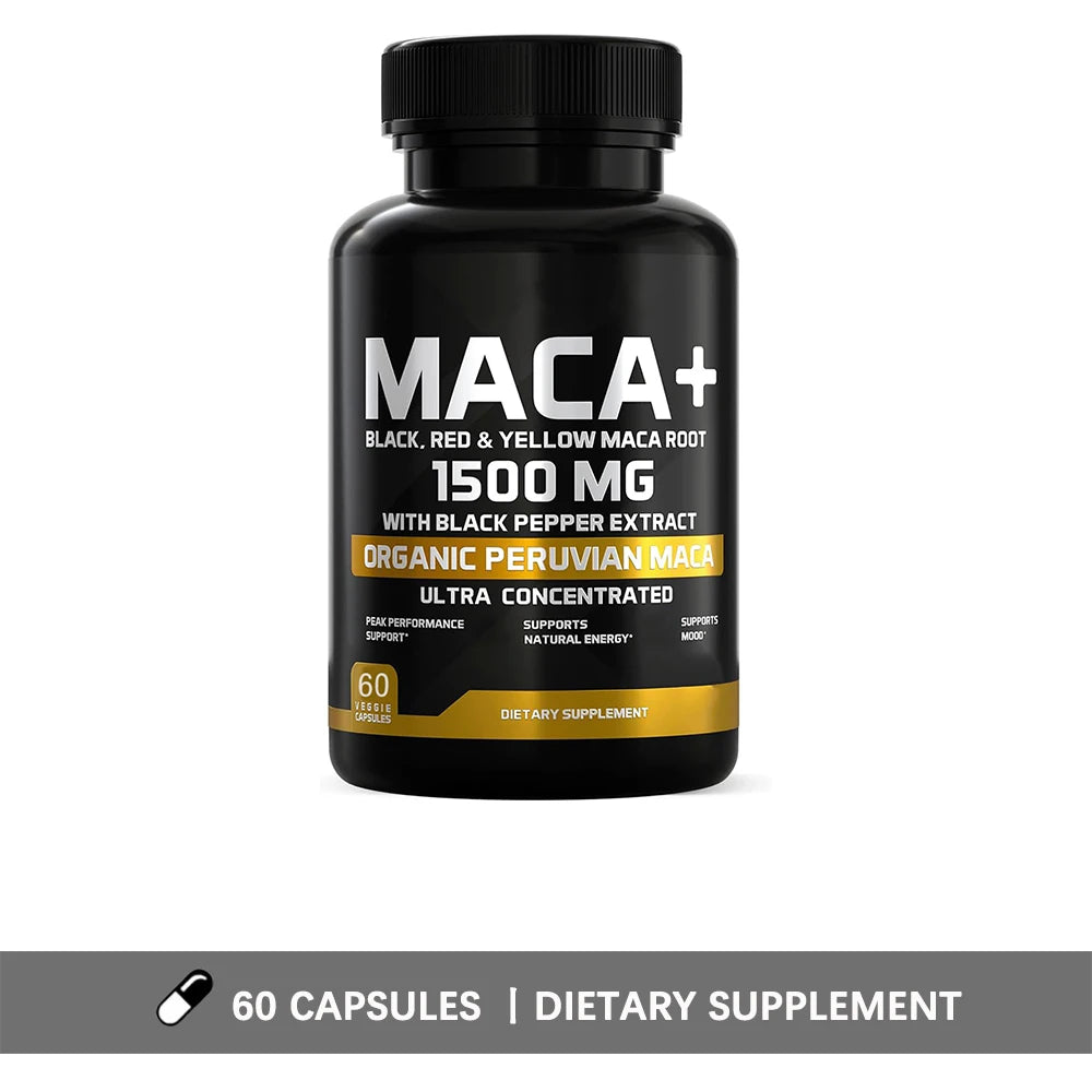 Organic Maca Root Powder Capsules with Peruvian Blend
