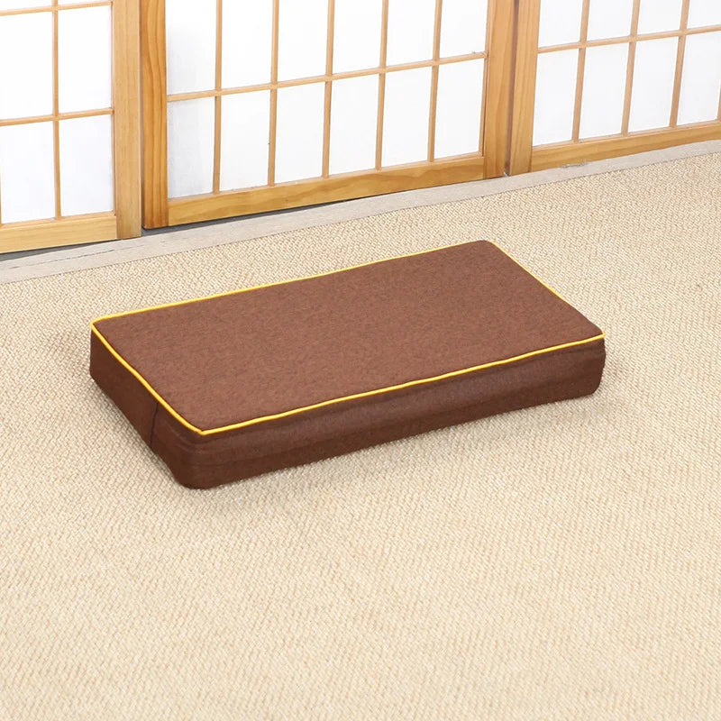 Thick Linen Zafu Meditation Cushion with Washable Cover