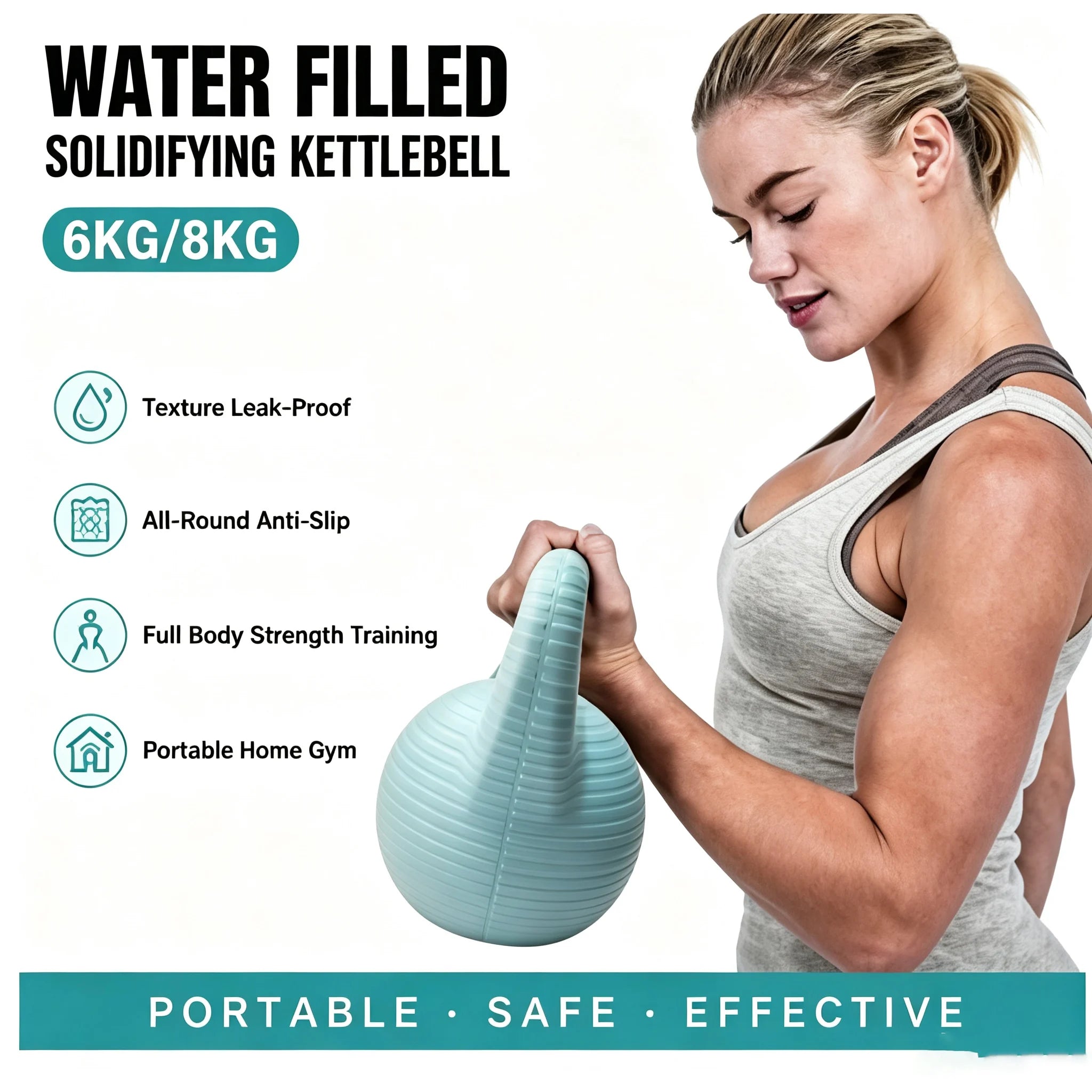 Portable Water-Filled Kettlebell with Leak-Proof Snap Lid