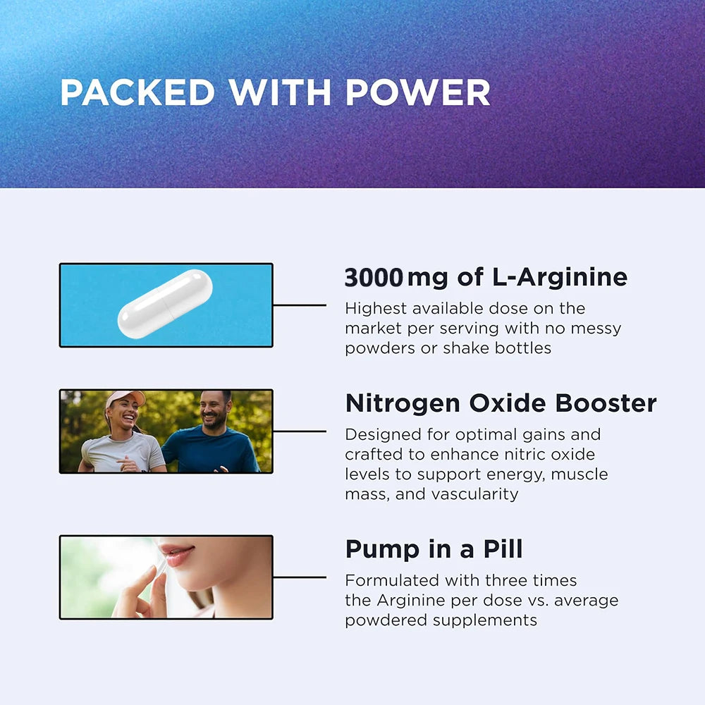 L-Arginine 3000mg Supplement for Energy and Endurance
