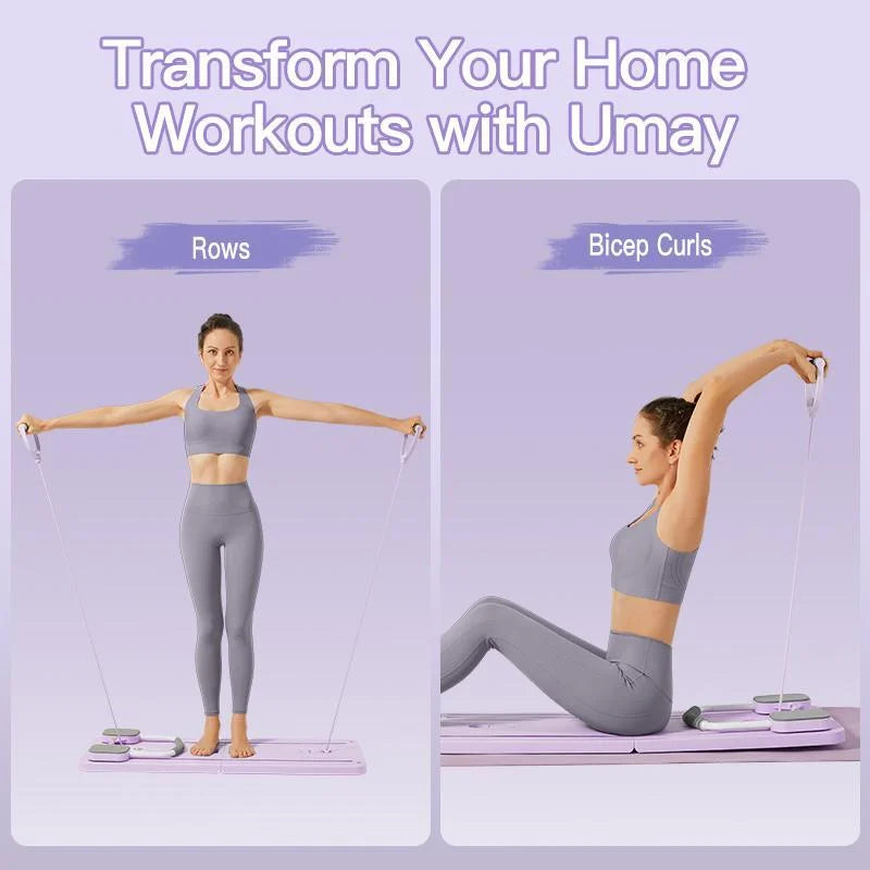 Multifunctional Pilates Board with Resistance Tubes