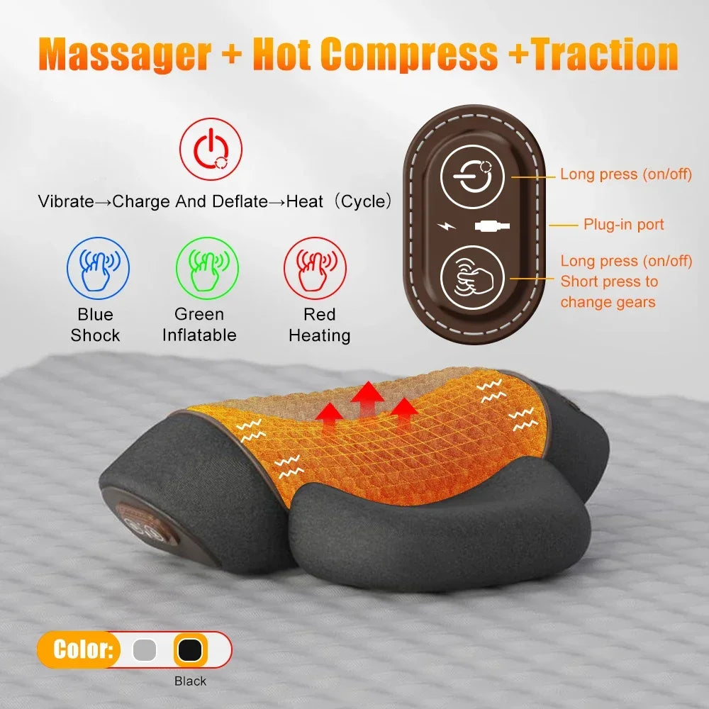 Electric Heated Neck Massager Pillow with Cervical Support
