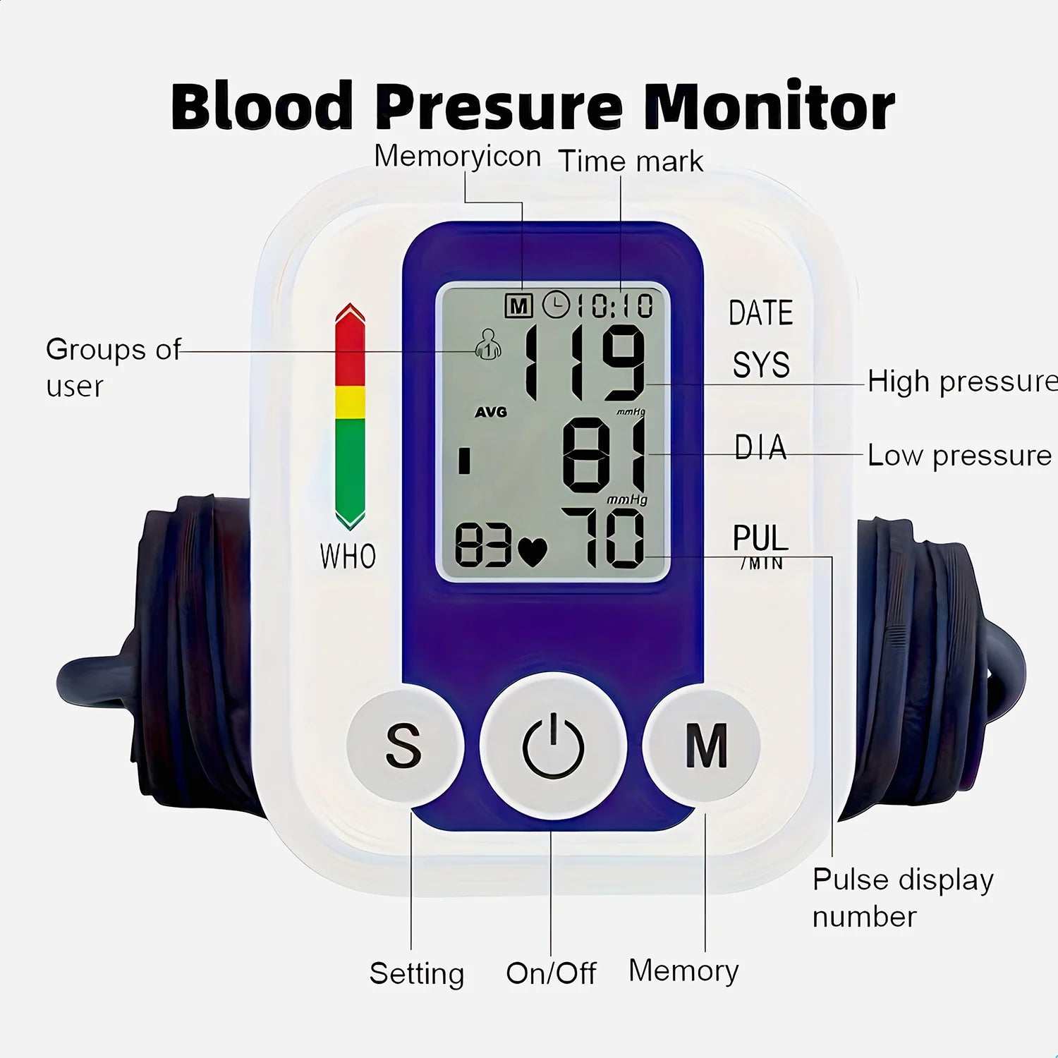 Automatic Digital Arm Blood Pressure Monitor with Heart Rate