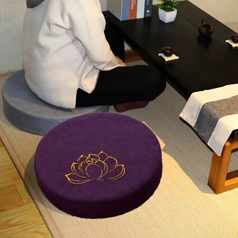 Linen Meditation Cushion with Removable Washable Cover Pillow