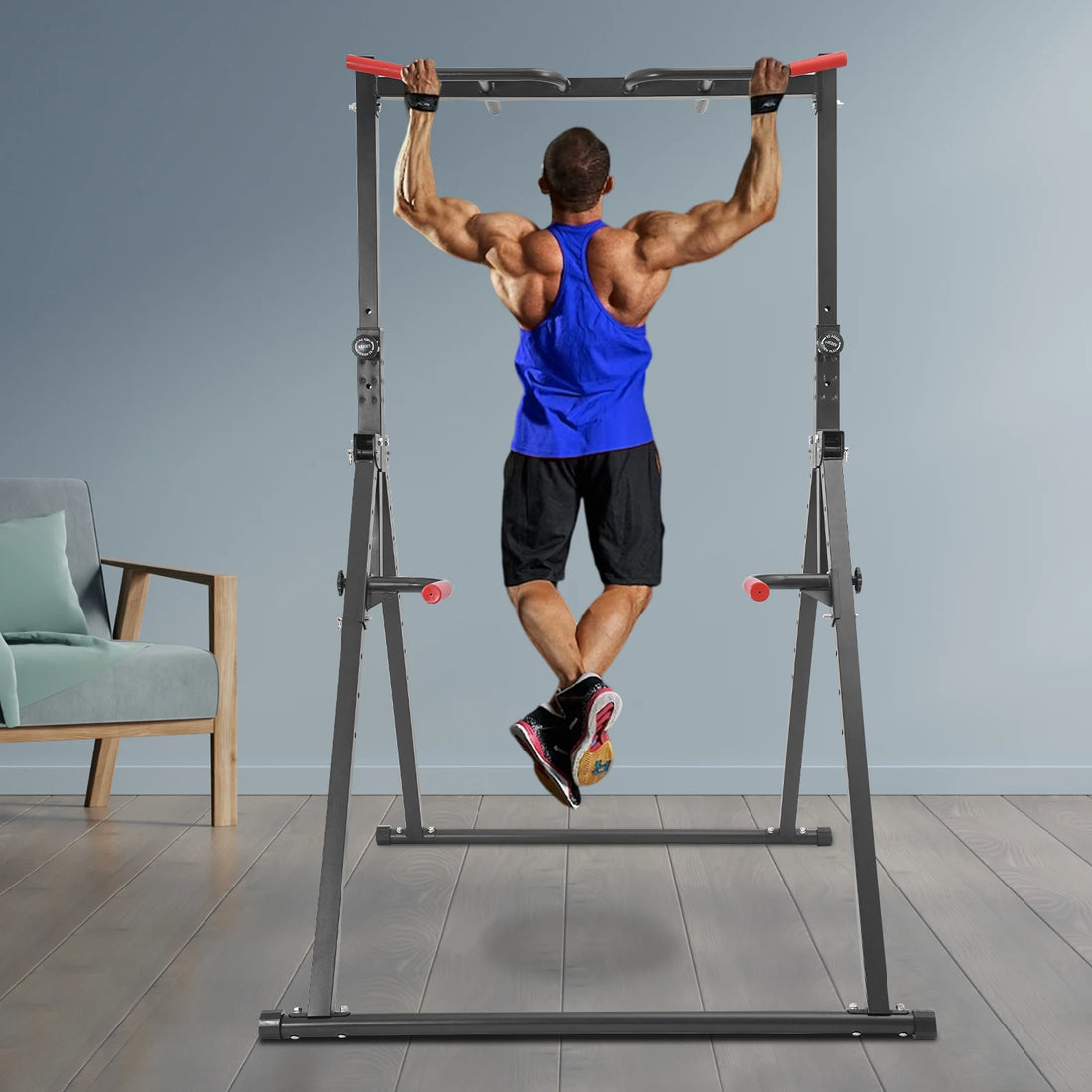 Adjustable Power Tower with Pull Up and Dip Station