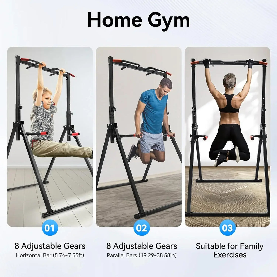Adjustable Power Tower with Pull Up and Dip Station