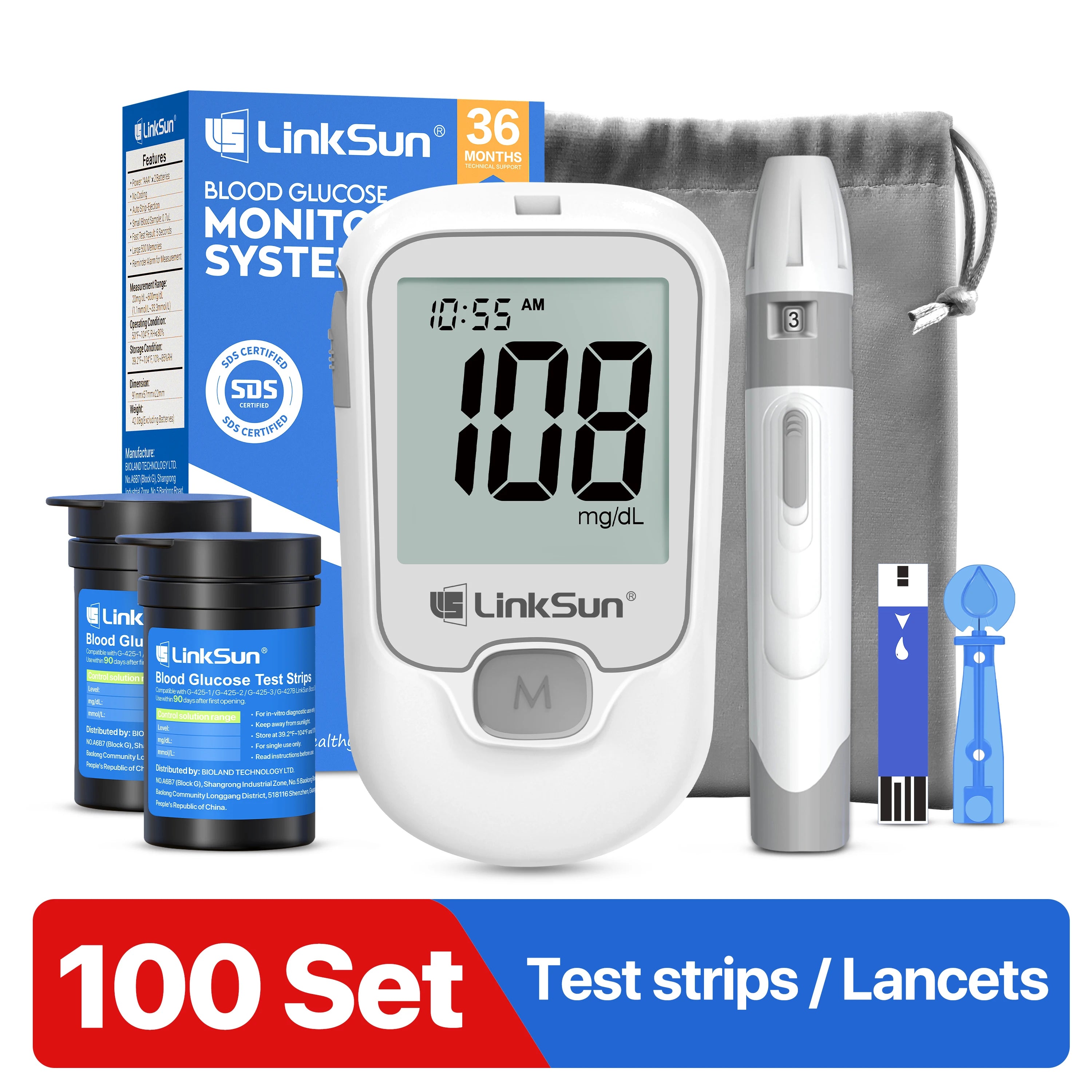 LinkSun G-425-1 Blood Glucose Meter Testing Kit