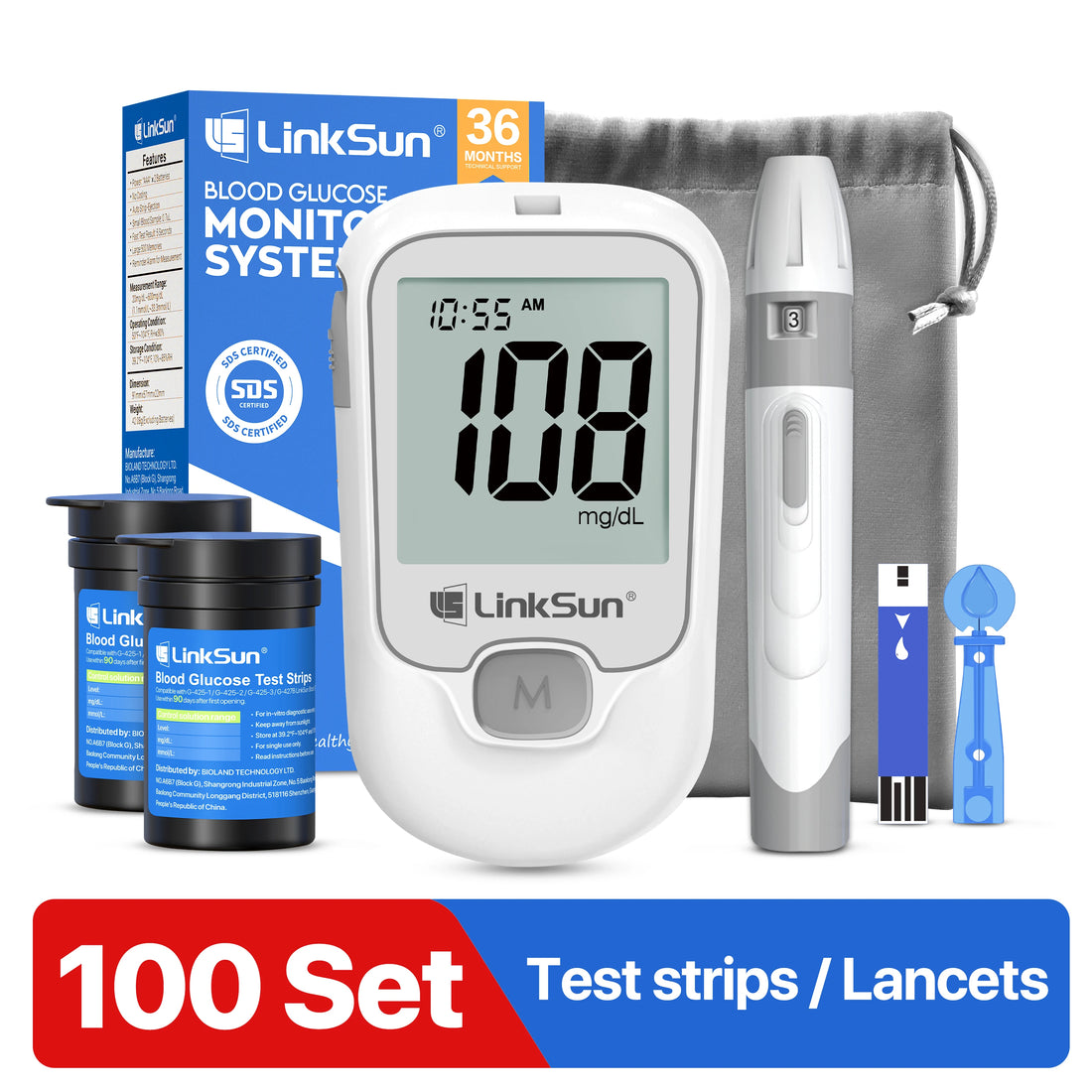 LinkSun G-425-1 Blood Glucose Meter Testing Kit