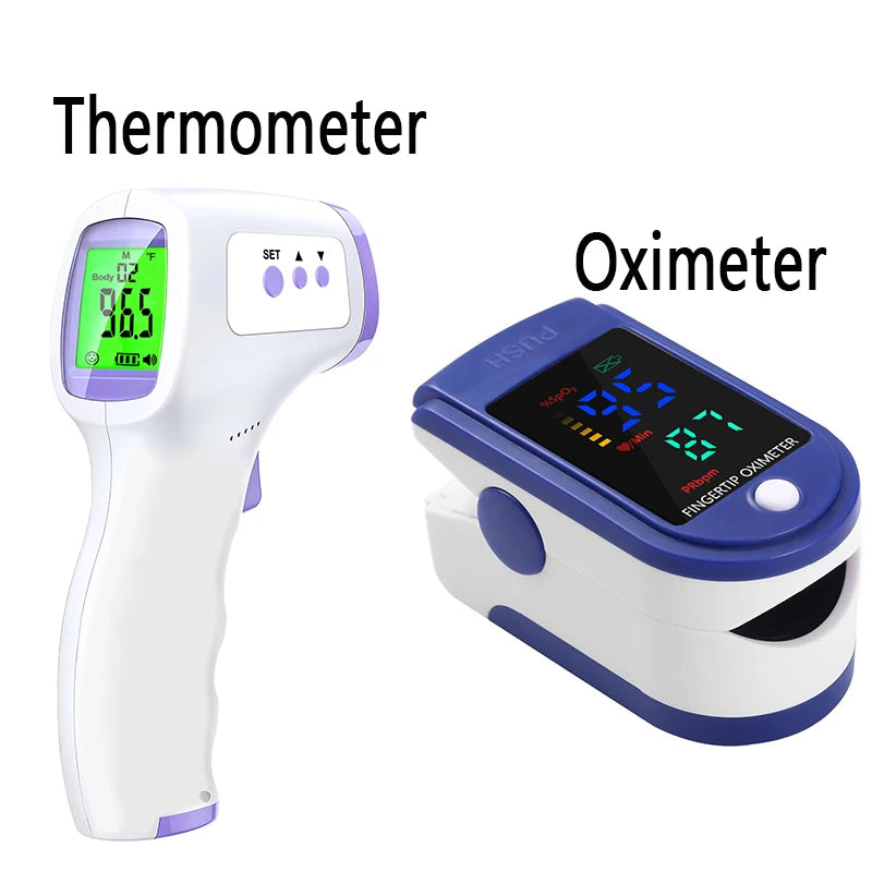 Digital Forehead Thermometer and Portable Finger Pulse Oximeter