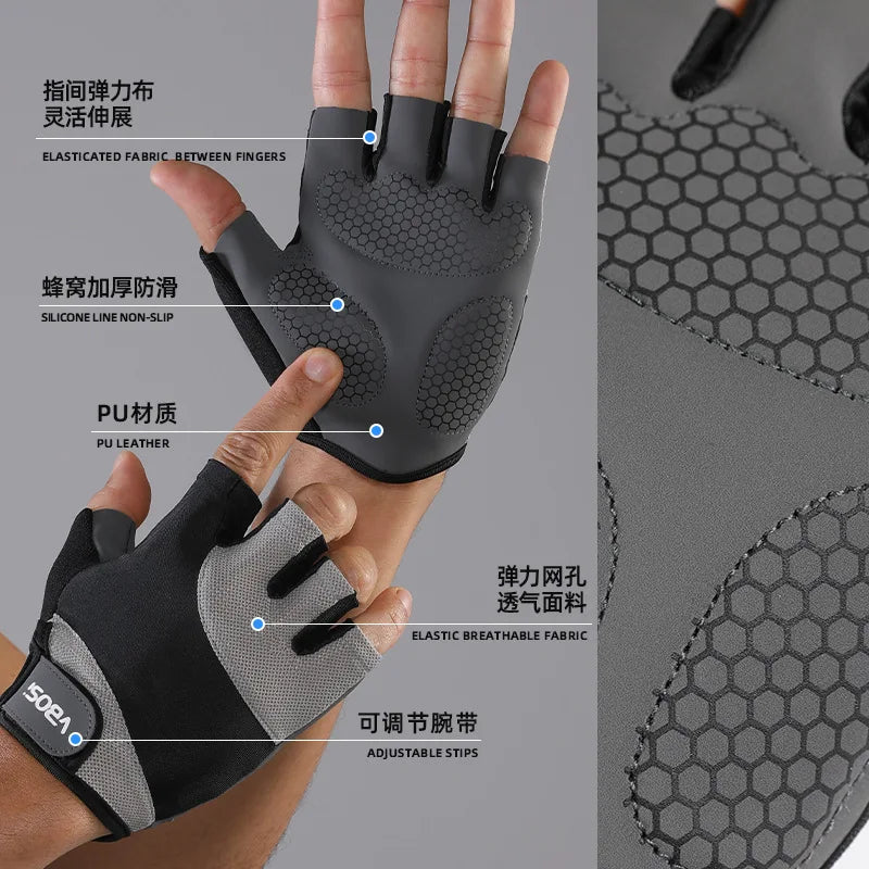 Breathable Fingerless Gym Gloves for Weightlifting and Cycling