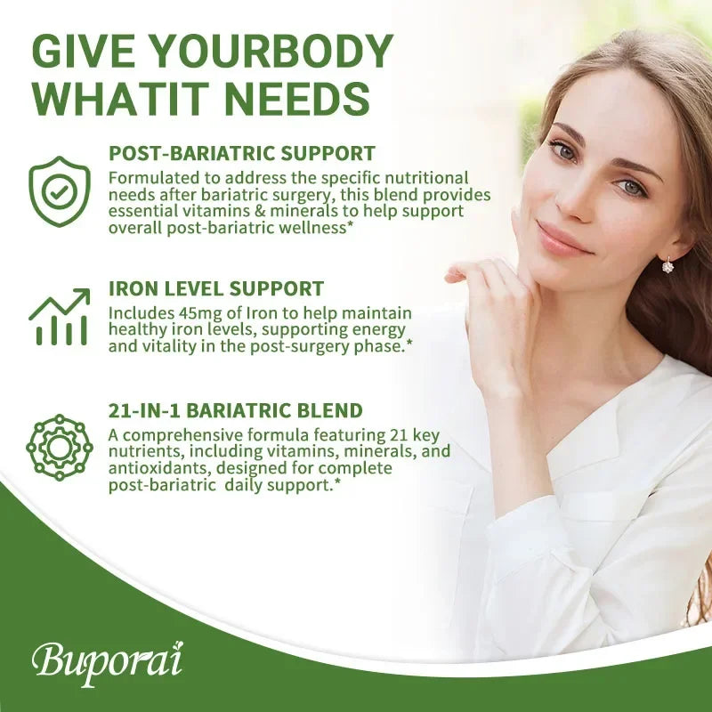 Bariatric Multivitamin Supplement with 21 Essential Vitamins Minerals