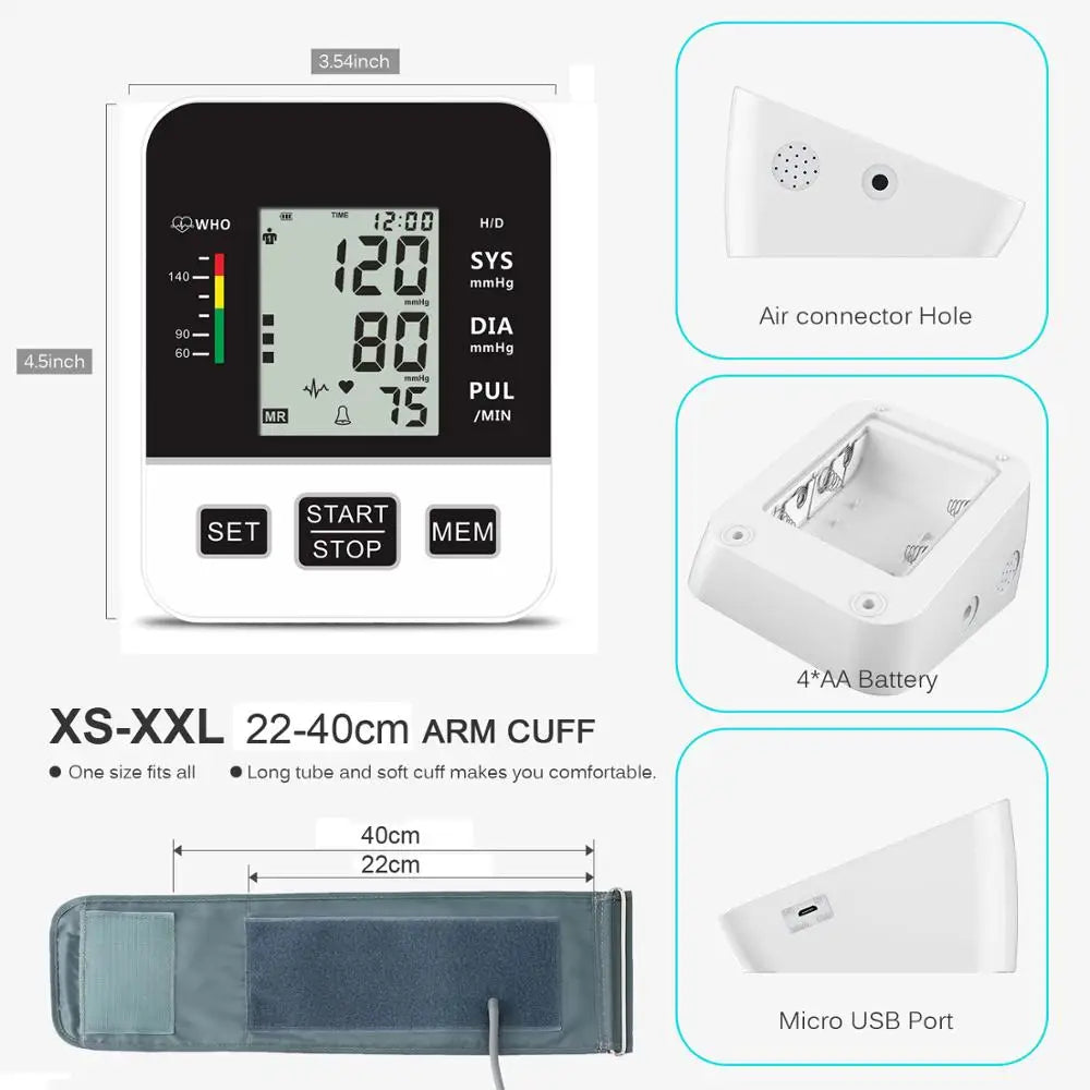 Automatic Upper Arm Blood Pressure Monitor with Heart Rate