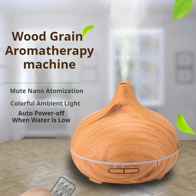 500ML Wood Grain Aromatherapy Humidifier with LED Lights