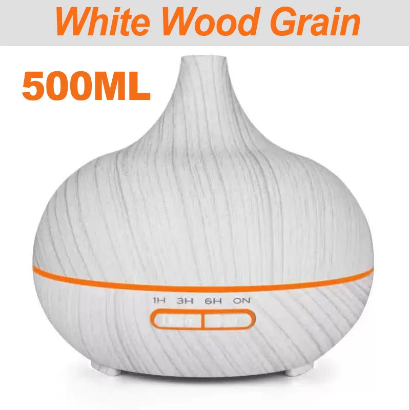 500ML Wood Grain Aromatherapy Humidifier with LED Lights