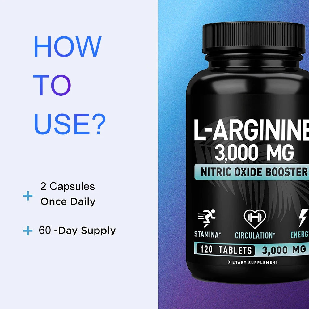 L-Arginine 3000mg Supplement for Energy and Endurance