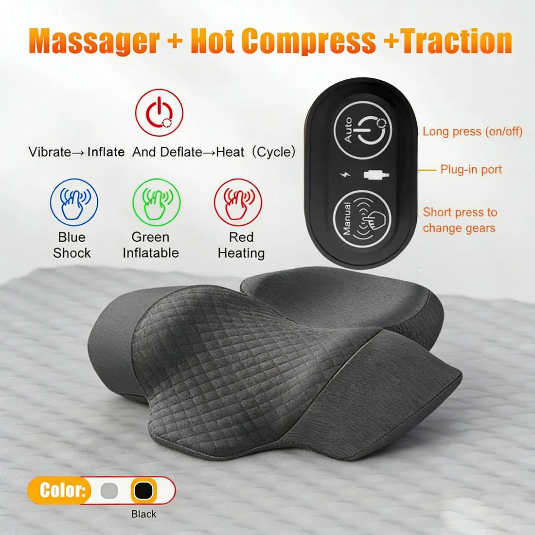 Electric Heated Neck Massager Pillow with Cervical Support