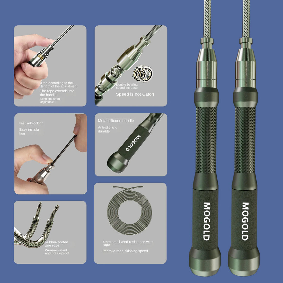 Adjustable Steel Jump Rope with Ball Bearings Fitness